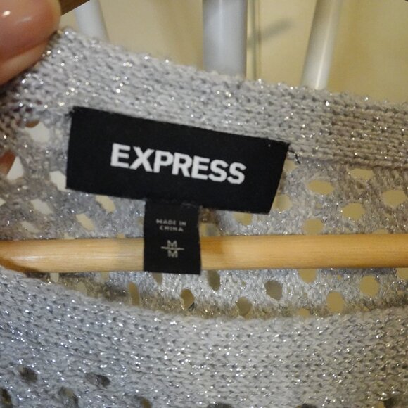 Express Silver Gray Sparkle Top - Picture 3 of 5